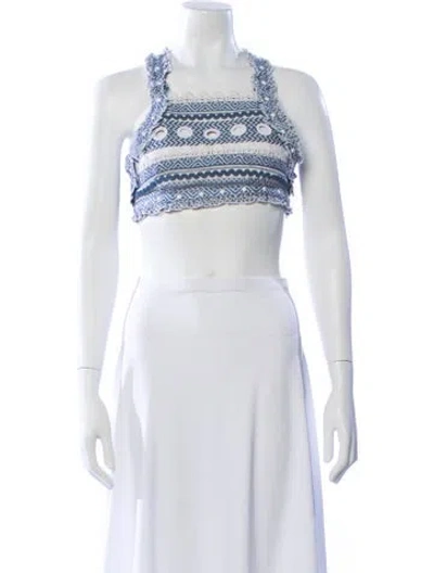 Pre-owned Dodo Bar Or Patterned Halterneck Crop Top In Black