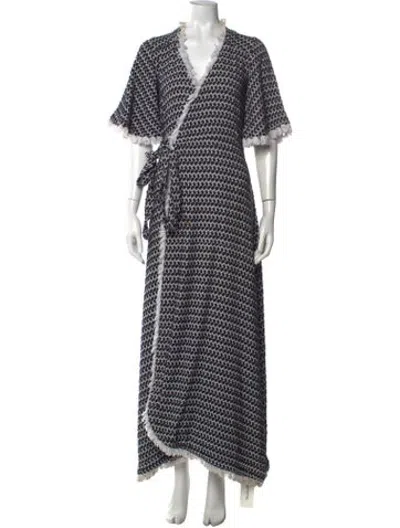 Pre-owned Dodo Bar Or Patterned Long Dress In Black/white