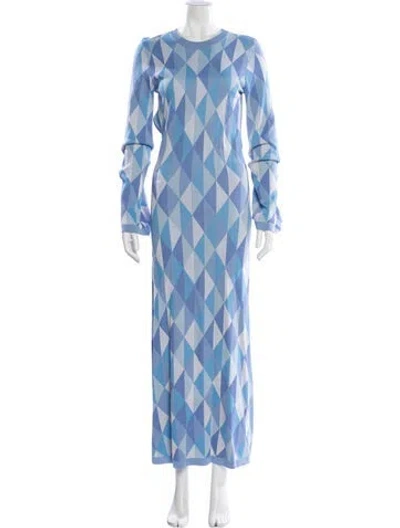 Pre-owned Dodo Bar Or Patterned Long Dress In Blue