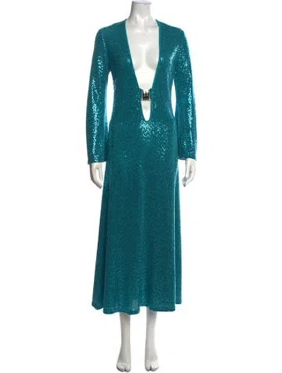 Pre-owned Dodo Bar Or Patterned Long Dress In Blue