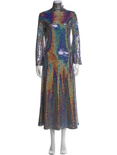 Pre-owned Dodo Bar Or Patterned Long Dress In Blue