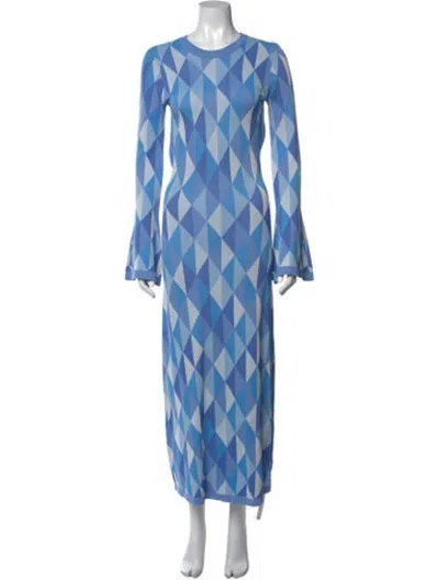 Pre-owned Dodo Bar Or Patterned Long Dress In Blue
