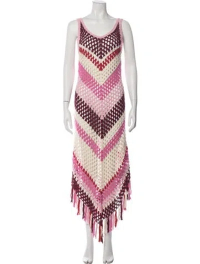 Pre-owned Dodo Bar Or Patterned Long Dress In Pink