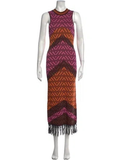 Pre-owned Dodo Bar Or Patterned Long Dress In Pink