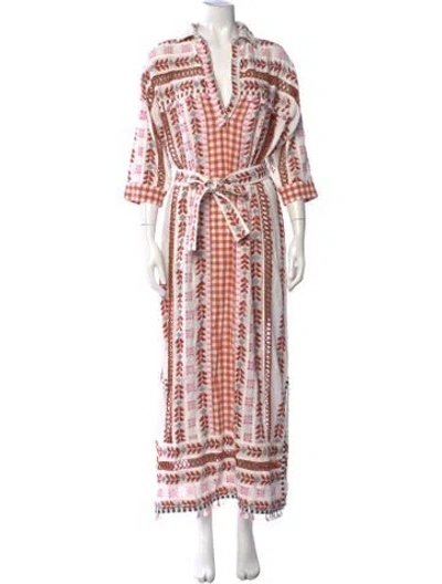 Pre-owned Dodo Bar Or Patterned Long Dress In White