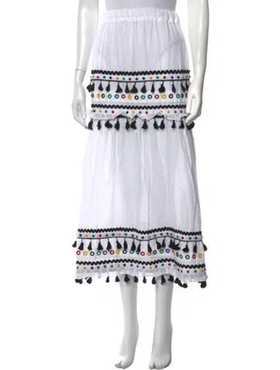 Pre-owned Dodo Bar Or Patterned Long Skirt In White