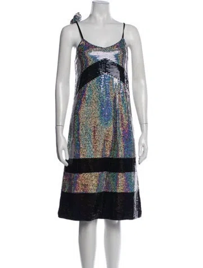 Pre-owned Dodo Bar Or Patterned Midi Length Dress In Metallic/silver