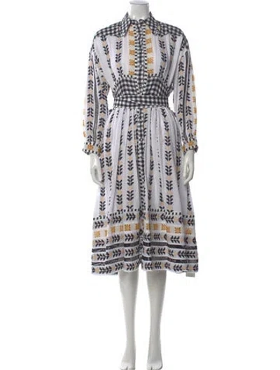 Pre-owned Dodo Bar Or Patterned Midi Length Dress In White