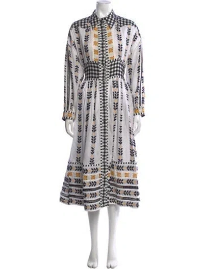 Pre-owned Dodo Bar Or Patterned Midi Length Dress In White