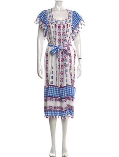 Pre-owned Dodo Bar Or Patterned Midi Length Dress In White