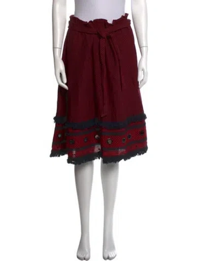 Pre-owned Dodo Bar Or Patterned Midi Length Skirt In Black/red