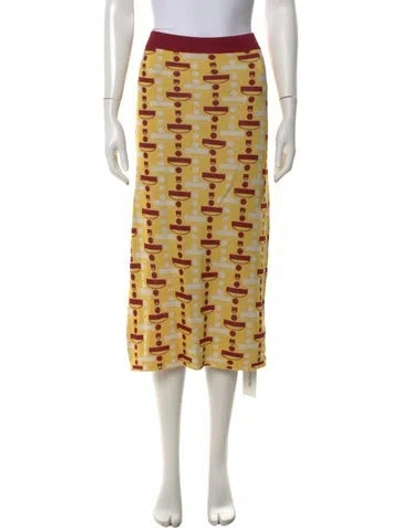 Pre-owned Dodo Bar Or Patterned Midi Length Skirt In Yellow