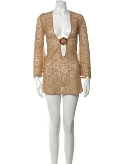 Pre-owned Dodo Bar Or Patterned Mini Dress In Neutrals
