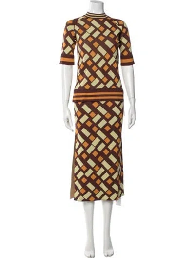 Pre-owned Dodo Bar Or Patterned Skirt Set In Brown