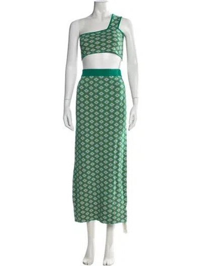 Pre-owned Dodo Bar Or Patterned Skirt Set In Green