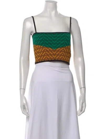 Pre-owned Dodo Bar Or Patterned Square Neckline Crop Top In Multi