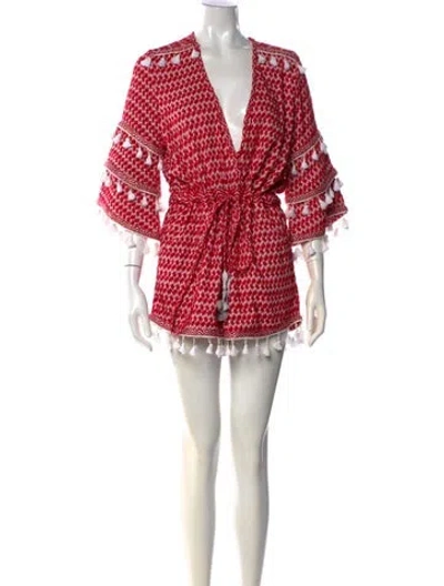 Pre-owned Dodo Bar Or Patterned V-neck Jumpsuit In Red