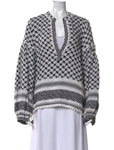 Pre-owned Dodo Bar Or Patterned V-neck Top In Neutrals
