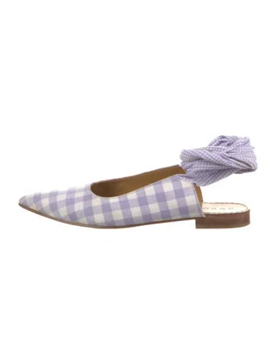 Pre-owned Dodo Bar Or Plaid Print Flats In Purple/white