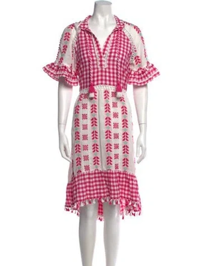 Pre-owned Dodo Bar Or Plaid Print Midi Length Dress In Pink
