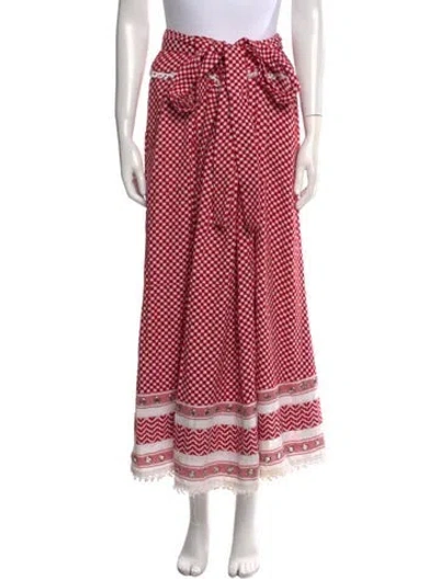 Pre-owned Dodo Bar Or Plaid Print Midi Length Skirt In Red