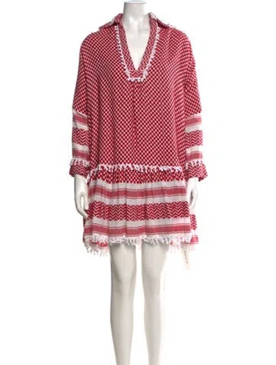 Pre-owned Dodo Bar Or Plaid Print Mini Dress In Red