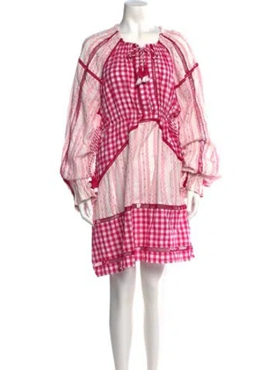Pre-owned Dodo Bar Or Plaid Print Mini Dress W/ Tags In Pink