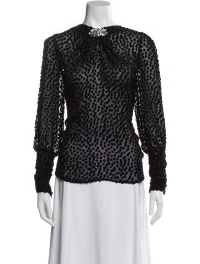 Pre-owned Dodo Bar Or Polka Dot Print Crew Neck Blouse In Black