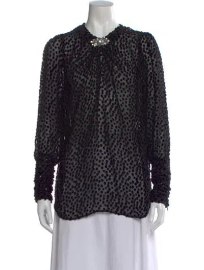 Pre-owned Dodo Bar Or Polka Dot Print Crew Neck Blouse In Black