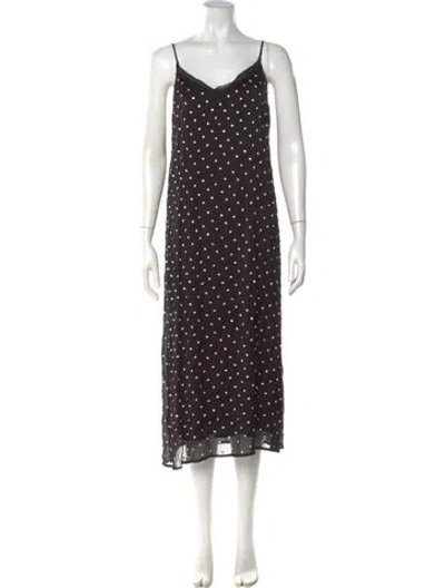 Pre-owned Dodo Bar Or Polka Dot Print Midi Length Dress In Black