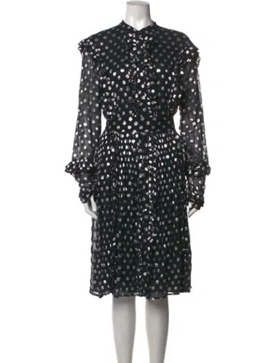 Pre-owned Dodo Bar Or Polka Dot Print Midi Length Dress In Black