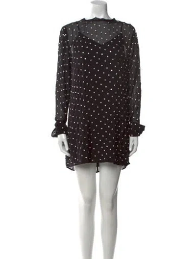 Pre-owned Dodo Bar Or Polka Dot Print Mini Dress In Black