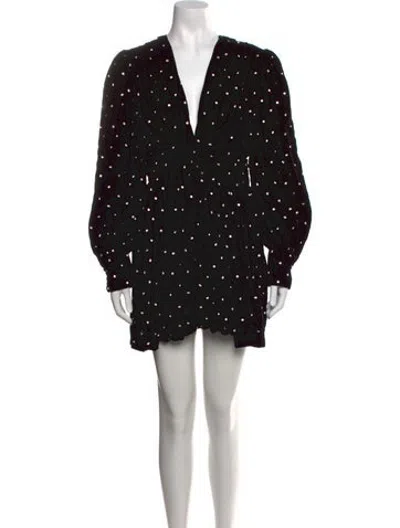 Pre-owned Dodo Bar Or Polka Dot Print Mini Dress In Black