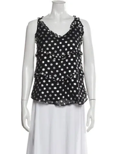 Pre-owned Dodo Bar Or Polka Dot Print V-neck Top In Multi