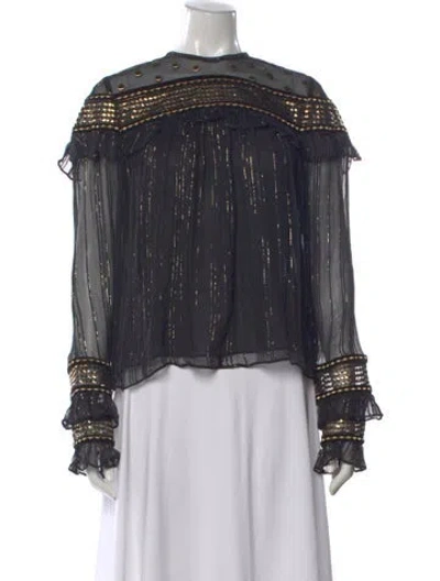 Pre-owned Dodo Bar Or Printed Crew Neck Blouse In Multi