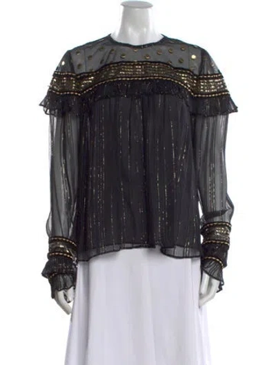 Pre-owned Dodo Bar Or Printed Crew Neck Blouse In Multi