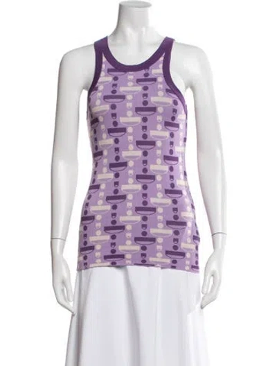 Pre-owned Dodo Bar Or Printed Crew Neck Top In Purple