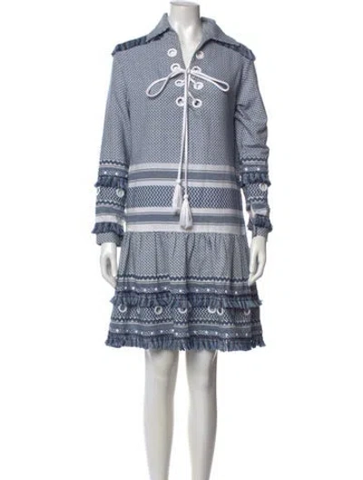 Pre-owned Dodo Bar Or Printed Knee-length Dress In Blue