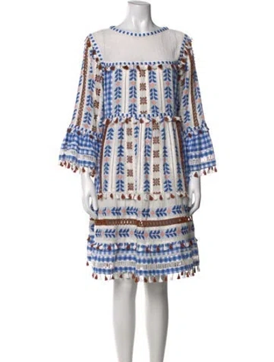 Pre-owned Dodo Bar Or Printed Knee-length Dress In Blue