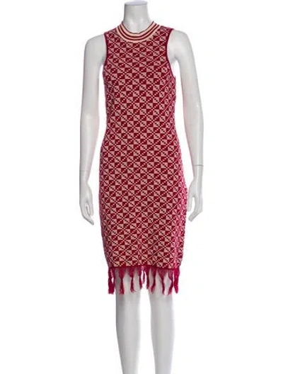 Pre-owned Dodo Bar Or Printed Knee-length Dress In Burgundy