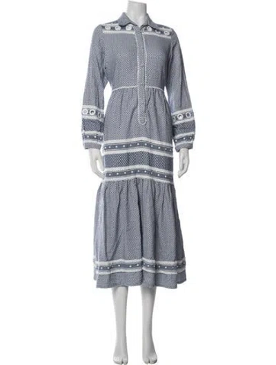 Pre-owned Dodo Bar Or Printed Long Dress In Blue