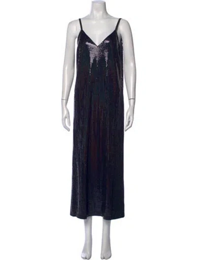 Pre-owned Dodo Bar Or Printed Long Dress In Blue
