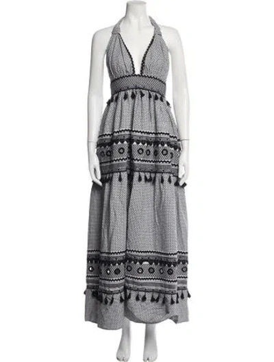 Pre-owned Dodo Bar Or Printed Long Dress In Grey