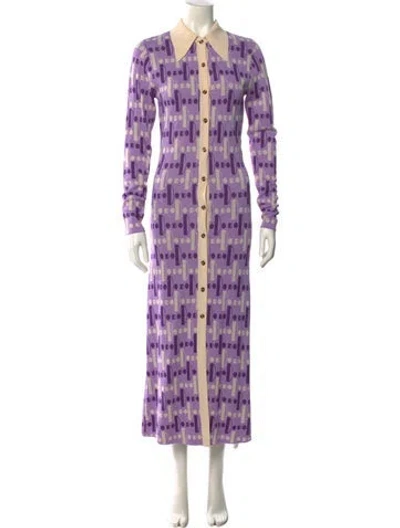 Pre-owned Dodo Bar Or Printed Long Dress In Purple