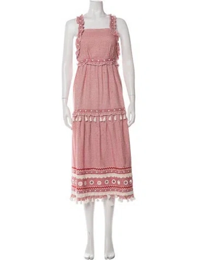 Pre-owned Dodo Bar Or Printed Long Dress In Red
