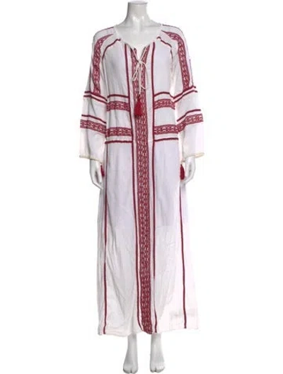 Pre-owned Dodo Bar Or Printed Long Dress In White