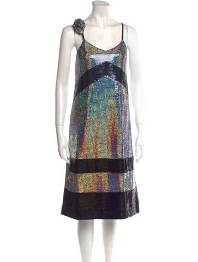 Pre-owned Dodo Bar Or Printed Midi Length Dress In Black