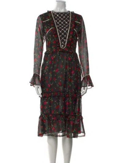 Pre-owned Dodo Bar Or Printed Midi Length Dress In Black