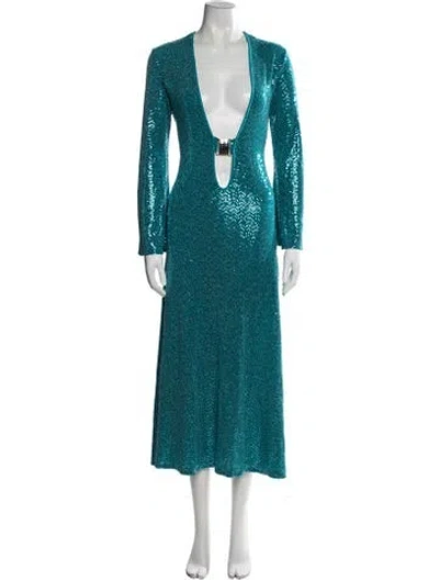 Pre-owned Dodo Bar Or Printed Midi Length Dress In Blue