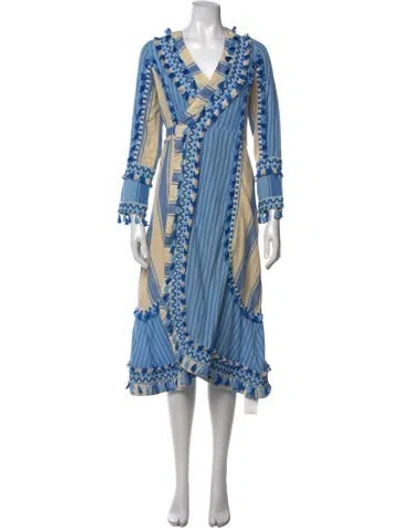Pre-owned Dodo Bar Or Printed Midi Length Dress In Blue